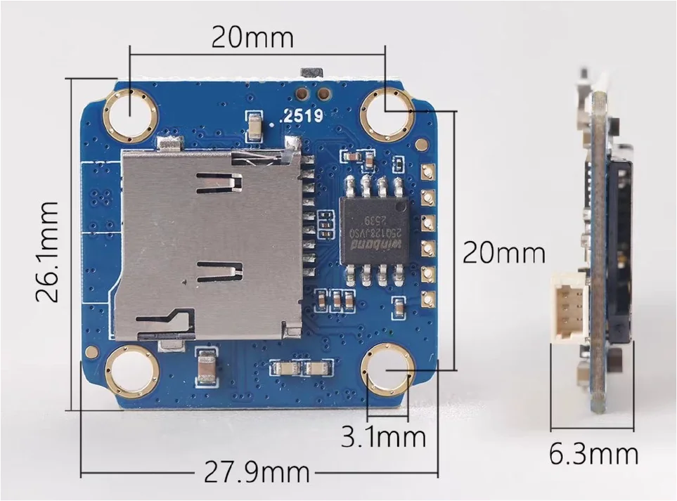 图 3-1 MINI DVR 产品尺寸图(手工测量)